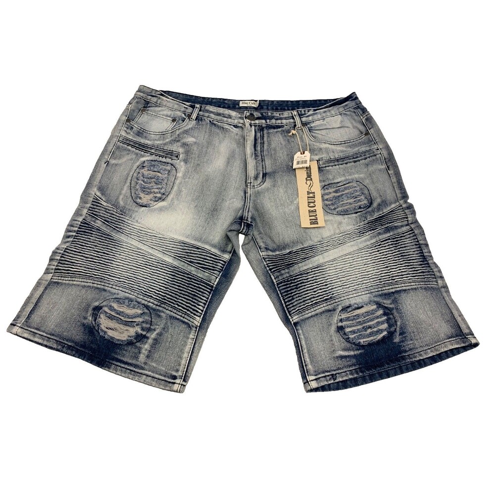 NWT BLUE CULT MENS JEANS STITCHED MOTO SHORTS SIZE 46
